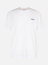 T-shirt da uomo Dover in jersey di cotone bianco con ricamo St. Barth