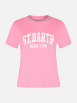 T-shirt da donna girocollo Emilie in jersey di cotone con stampa Saint Barth Beach Club