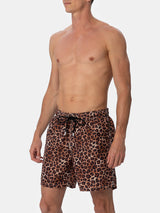 Man mid-length Gustavia swim-shorts with animalier print