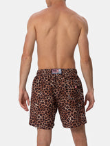 Man mid-length Gustavia swim-shorts with animalier print
