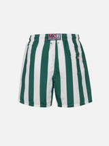 Man mid-length striped Gustavia swim-shorts with St. Barth embroidery