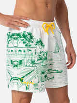 Costume corto da uomo Gustavia lunghezza media con stampa piazzata Capri