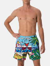 Costume da bagno da uomo lunghezza media Gustavia con stampa piazzata disegno Britto| EDIZIONE SPECIALE BRITTO