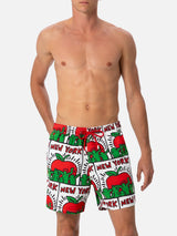 Man mid-length Gustavia swim-shorts with Keith Haring design placed print| KEITH HARING SPECIAL EDITION