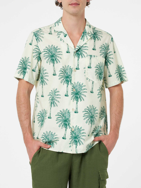 Man cotton shirt Kalea with palm print