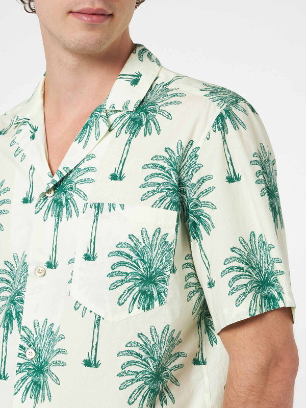 Camicia da uomo Kalea in cotone con stampa palme