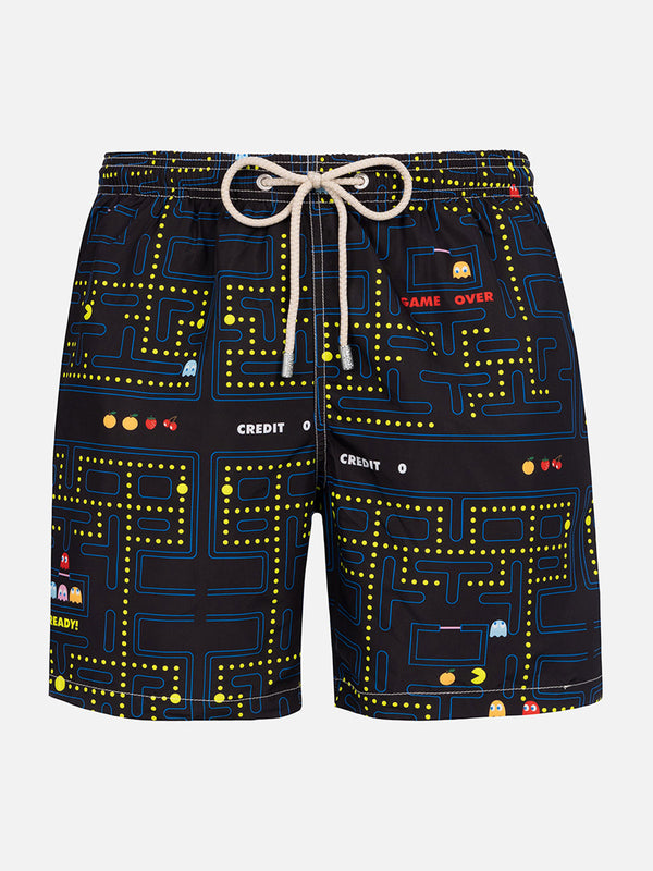 Man lightweight fabric swim-shorts Lighting with Pac-Man print | PAC-MAN SPECIAL EDITION