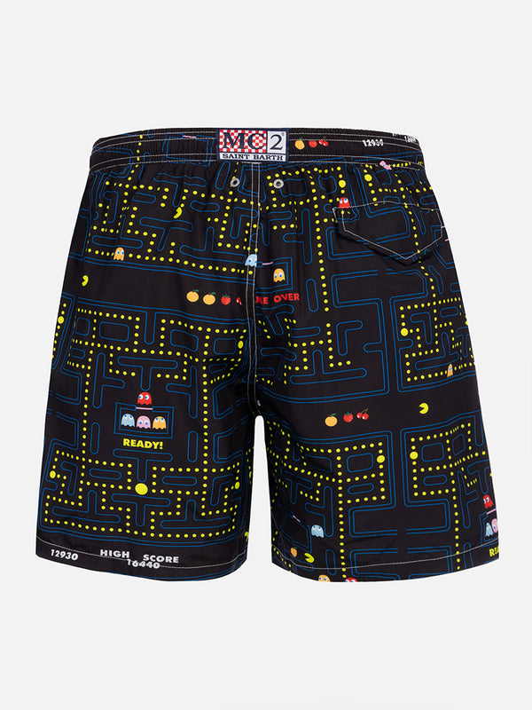 Man lightweight fabric swim-shorts Lighting with Pac-Man print | PAC-MAN SPECIAL EDITION