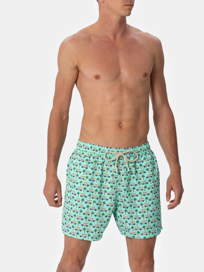 Man lightweight fabric swim-shorts Lighting Micro Fantasy with Panda print | PANDA SPECIAL EDITION