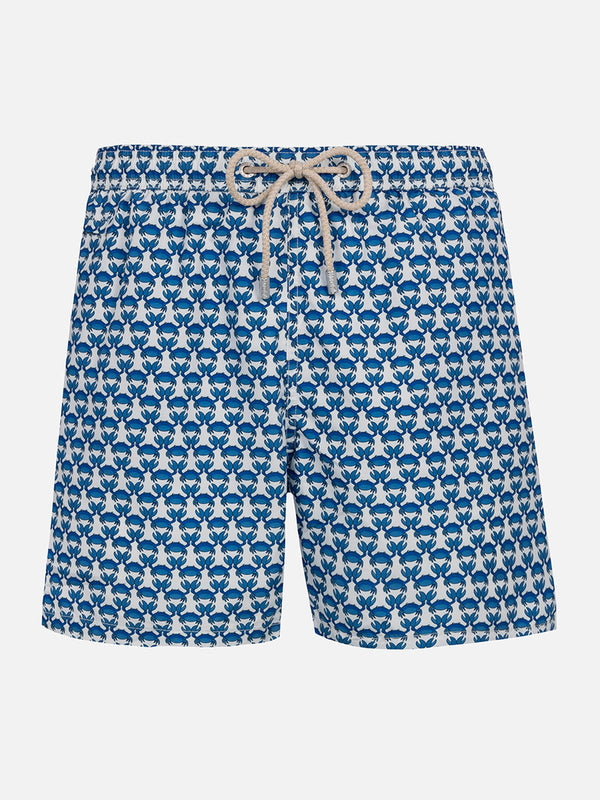 Man lightweight fabric swim-shorts Lighting Micro Fantasy with crab print