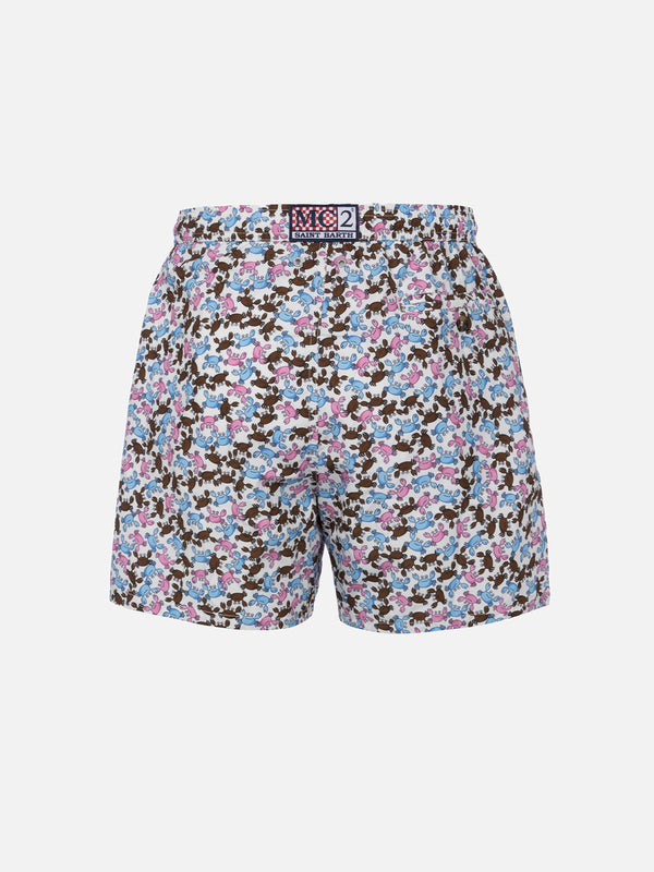 Man lightweight fabric swim-shorts Lighting Micro Fantasy with crabs print