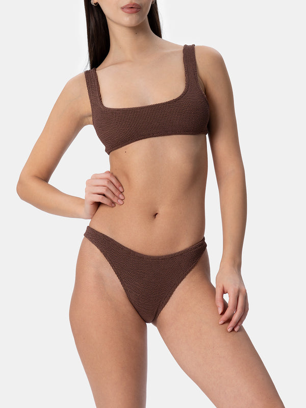 Woman brown crinkle bralette bikini Naima Naomi