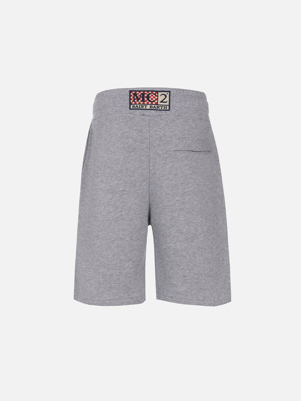 Boy grey cotton fleece bermuda shorts Randle Jr