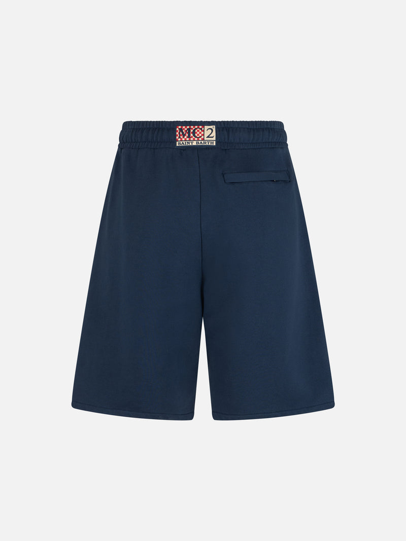 Man navy blue cotton fleece bermuda shorts Randle