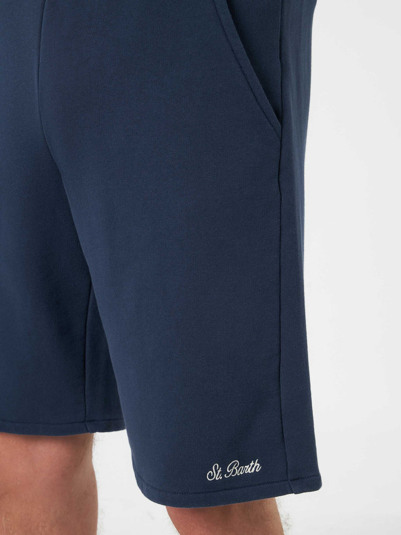 Man navy blue cotton fleece bermuda shorts Randle