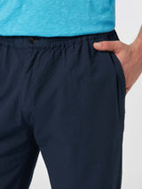 Man navy blue seersucker cotton pants Relais