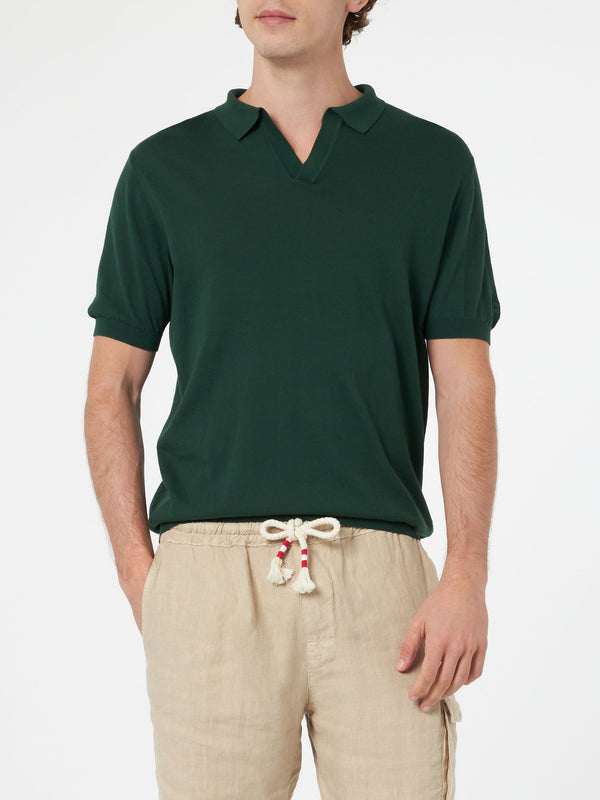 Man British green knitted polo shirt Sloan