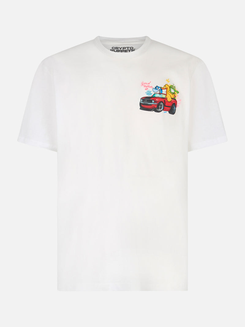 T-shirt da uomo in cotone con stampa piazzata Cryptopuppets Good Fellas | EDIZIONE SPECIALE CRYPTOPUPPETS