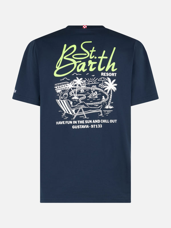 T-shirt da uomo in cotone con stampa piazzata St. Barth Resort
