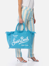 Light blue cotton canvas Vanity tote bag
