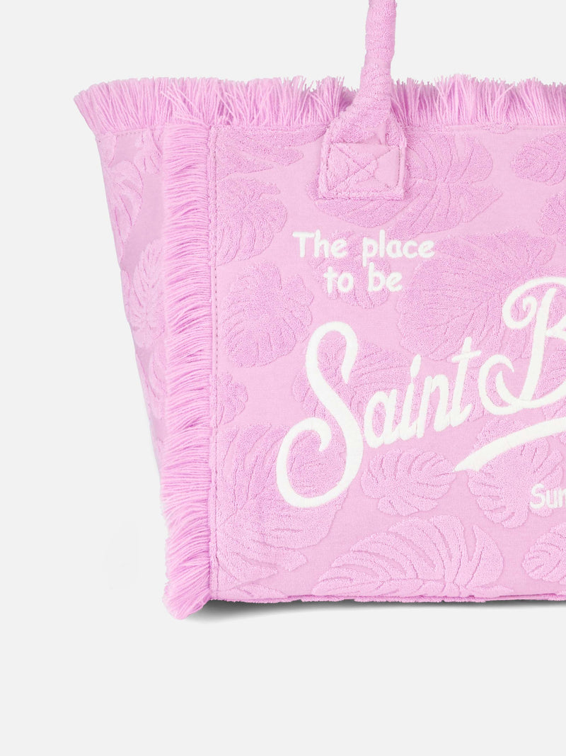 Pink terry embossed Vanity Sponge tote bag