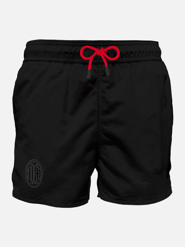Man black swim shorts with Milan black patch | MILAN SPECIAL EDITION