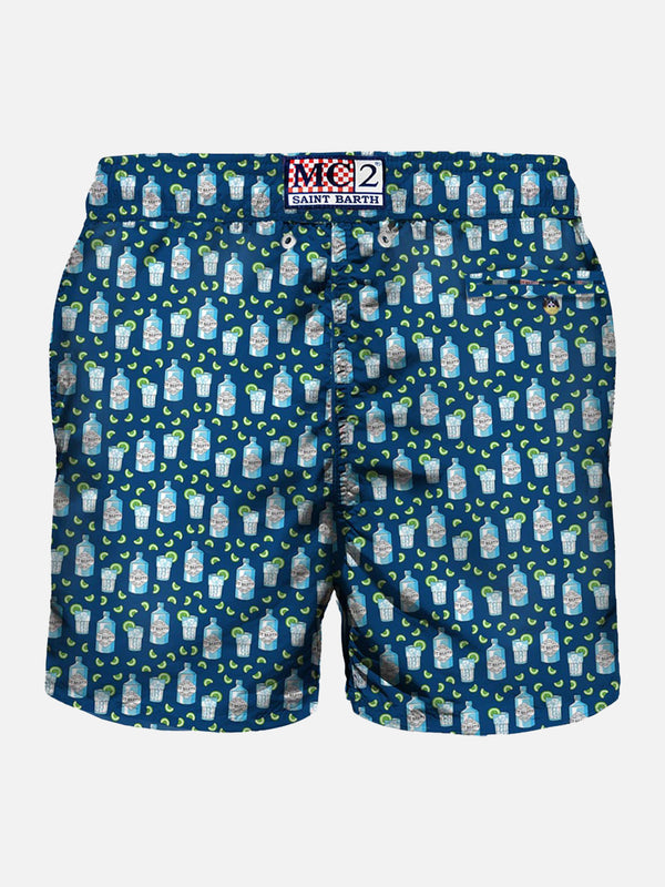 Man light fabric swim shorts with gin print | GIN MARE SPECIAL EDITION