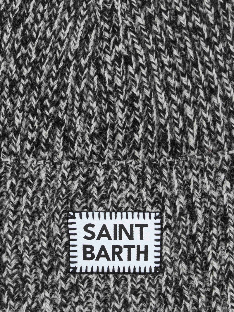 Woman white mouliné beanie with Saint Barth embroidery