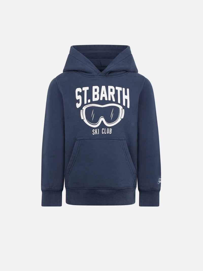 Boy blue hoodie with St. Barth ski club print