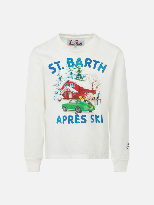 Boy heavy cotton t-shirt with St. Barth Après Ski print