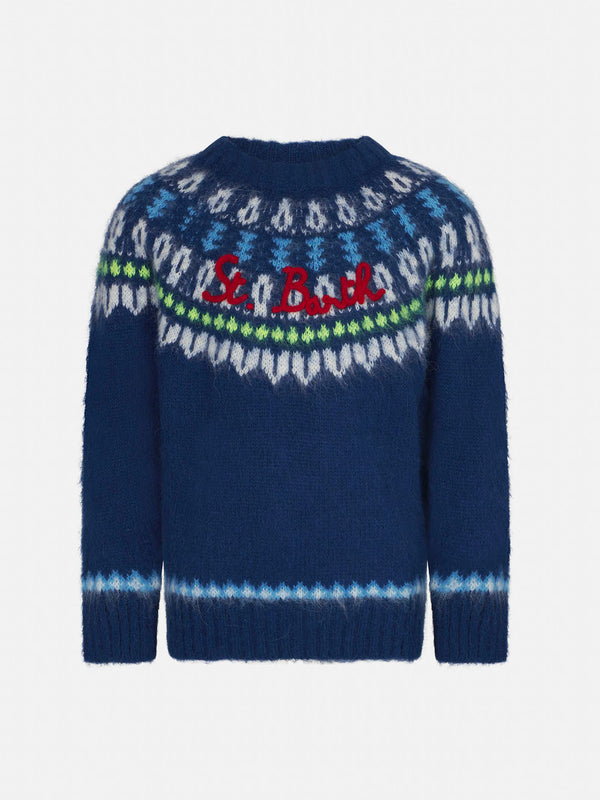 Boy brushed sweater with icelandic jacquard