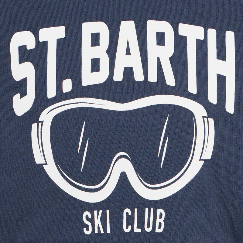 Boy blue hoodie with St. Barth ski club print