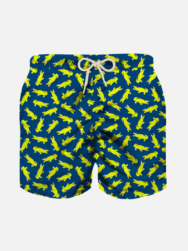 Boy swim shorts with crocodile print