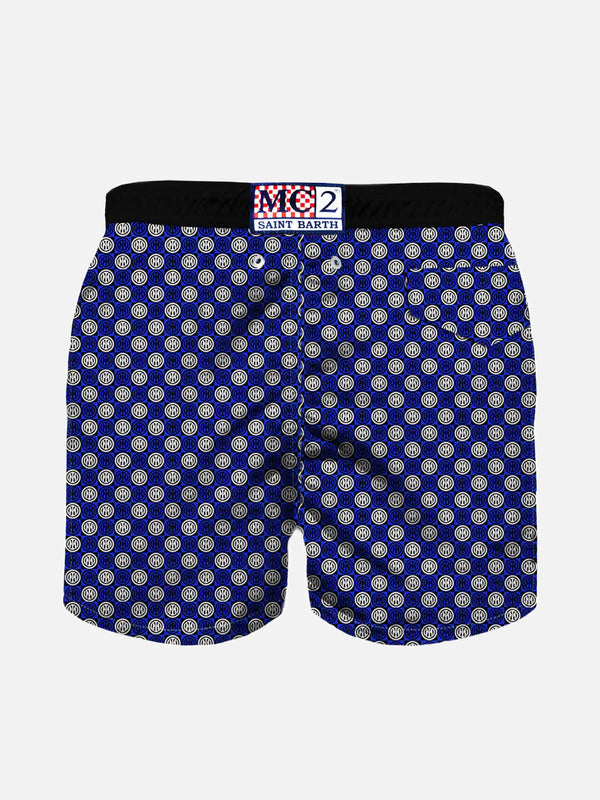 Boy light fabric swim shorts with Inter loghi print | INTER SPECIAL EDITION