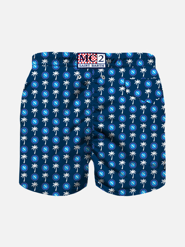Boy light fabric swim shorts with Napoli logo print | SSC NAPOLI SPECIAL EDITION