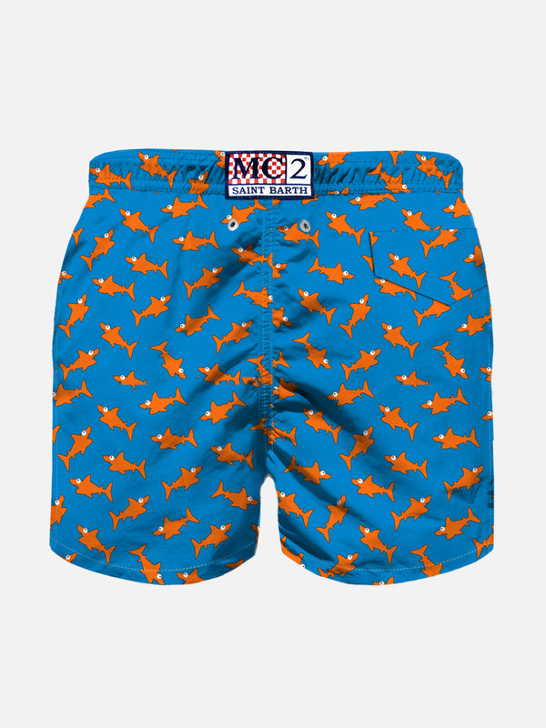 Boy swim shorts with sharks print