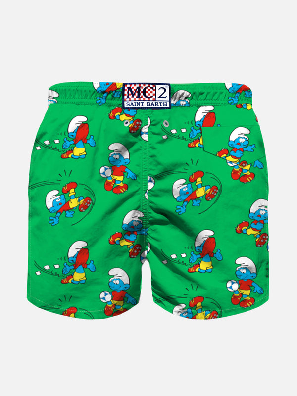 Boy swim shorts with soccer Smurf print | THE SMURFS SPECIAL EDITION