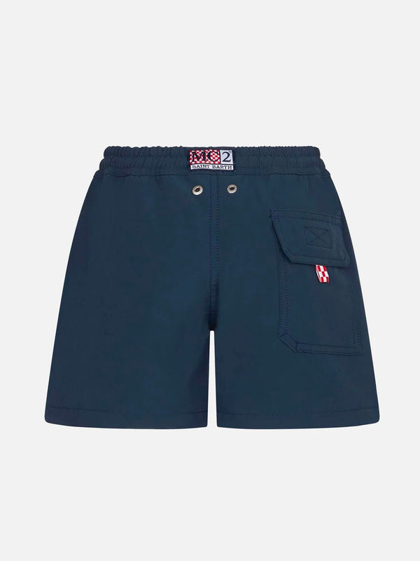 Boy comfort navy blue swim shorts