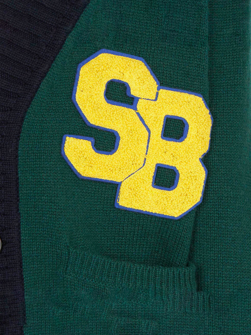 Knitted cardigan with patch and St. Barth College embroidery