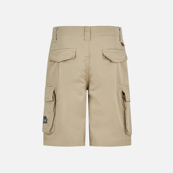 Boy beige cotton cargo shorts