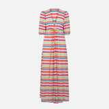 Chevron raschel knit long beach dress Bliss with striped pattern