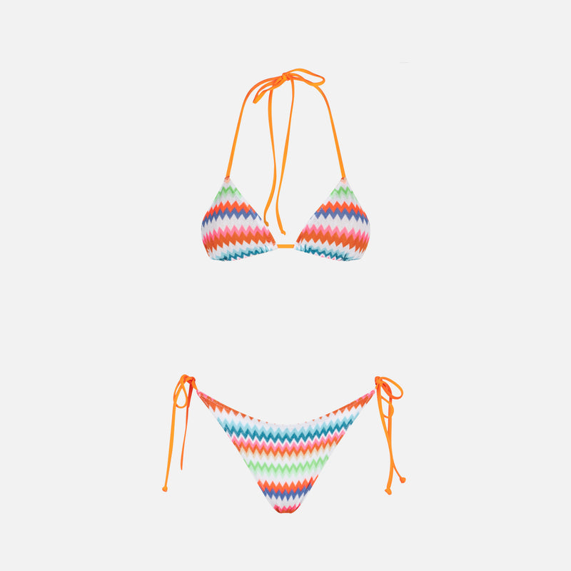 Woman triangle bikini with print chevron pattern
