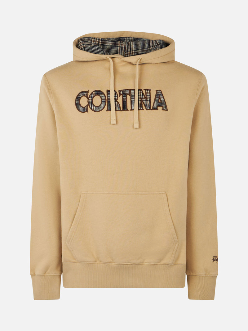 Man beige hoodie with Cortina patch