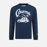 Boy heavy cotton t-shirt with Courma mountains car print