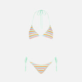 Bikini da donna a triangolo a righe all'uncinetto