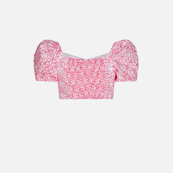 Girl crop top with daisy embroidery