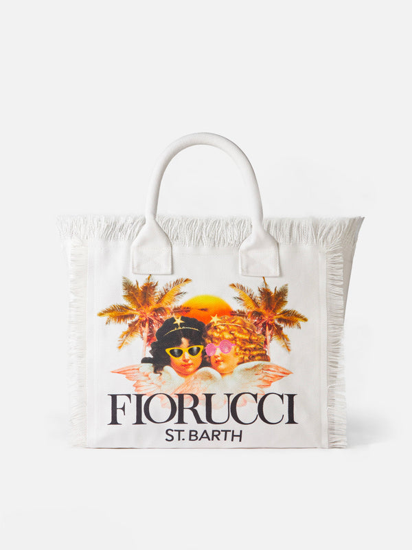Vanity white canvas shoulder bag with Fiorucci angels print | FIORUCCI SPECIAL EDITION