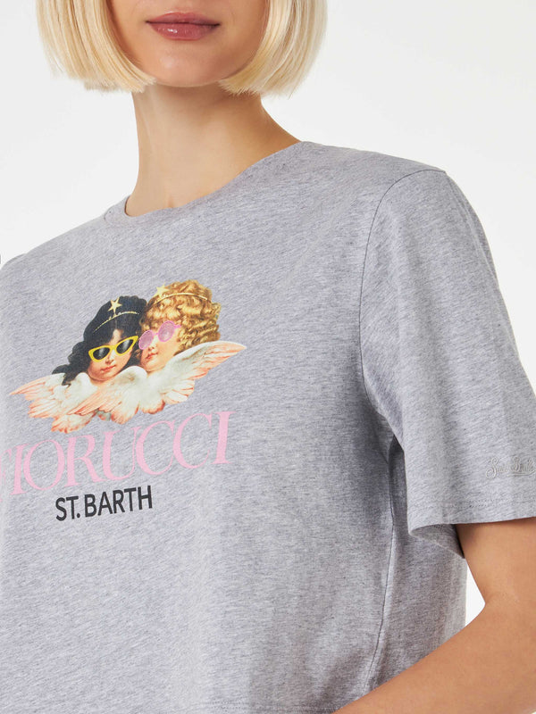 T-shirt crop da donna con stampa Angelo Fiorucci | FIORUCCI EDIZIONE SPECIALE