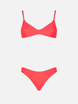 Bikini da donna a bralette rosso fluo