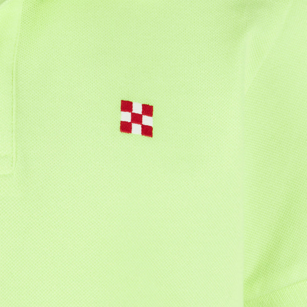Fluo yellow piquet polo with St. Barth logo